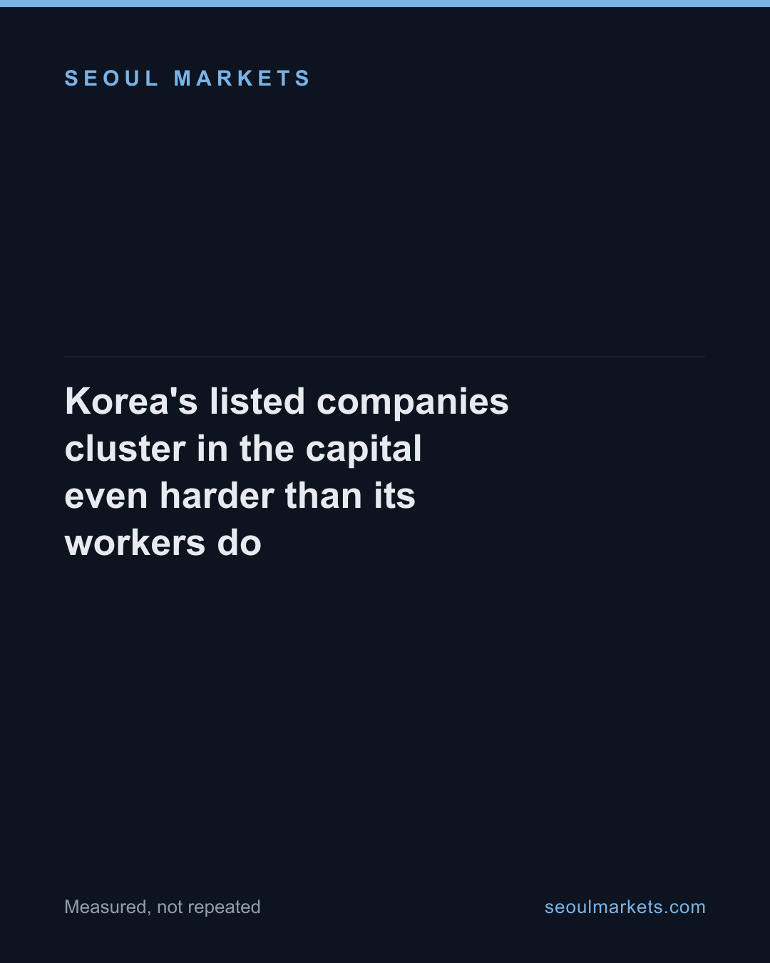 Korea's listed companies cluster in the capital even harder than its workers do — card 1 of 5