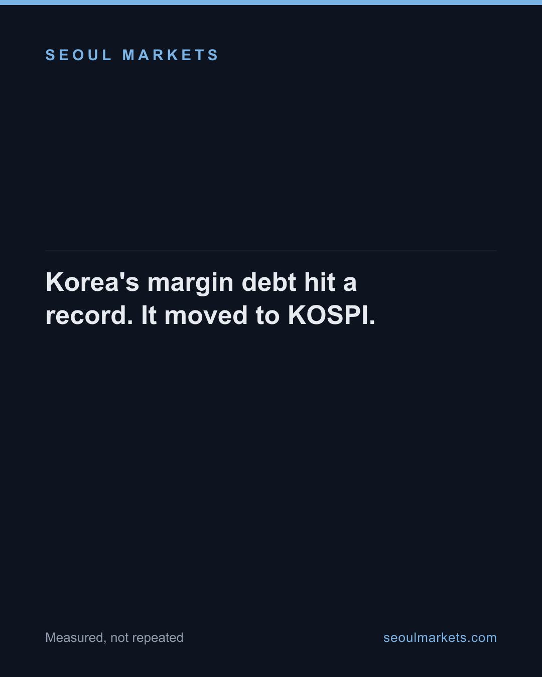 Korea's margin debt hit a record. It moved to KOSPI. — card 1 of 5