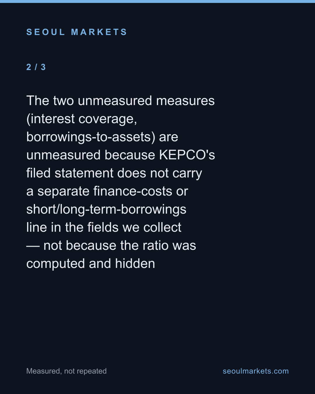 We graded 2,415 Korean listed companies on their own filings. The national power utility scored near the bottom. — card 3 of 5
