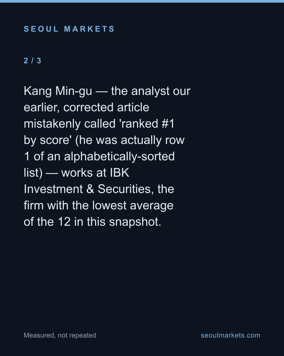 The Same Analyst Dataset That Mislabeled a Rank Would Also Let You Rank Firms on 3 Data Points — card 3 of 5